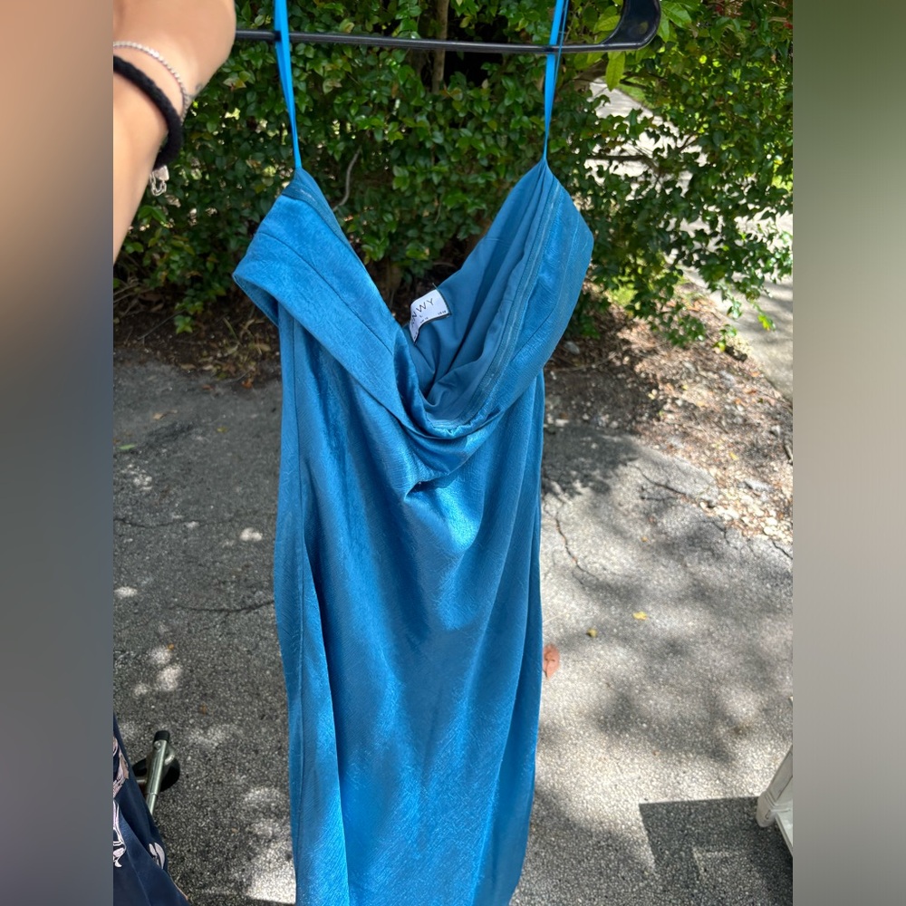 Strapless cocktail midi form fitting dress